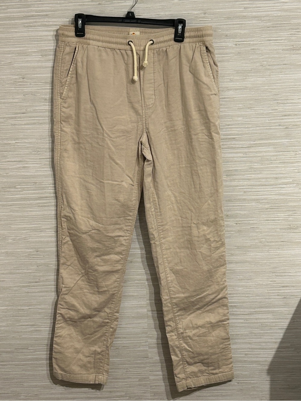 Marine Layer Men's Saturday Pants XL Tan/Natural Drawstring 97% Cotton Summer